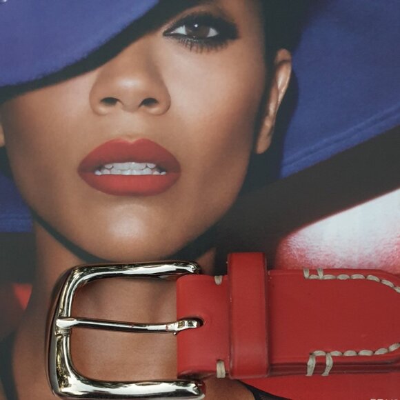 Talbots Red Leather Belt Silver Buckle Fashion Women Casual Accessory Size S - Picture 3 of 6